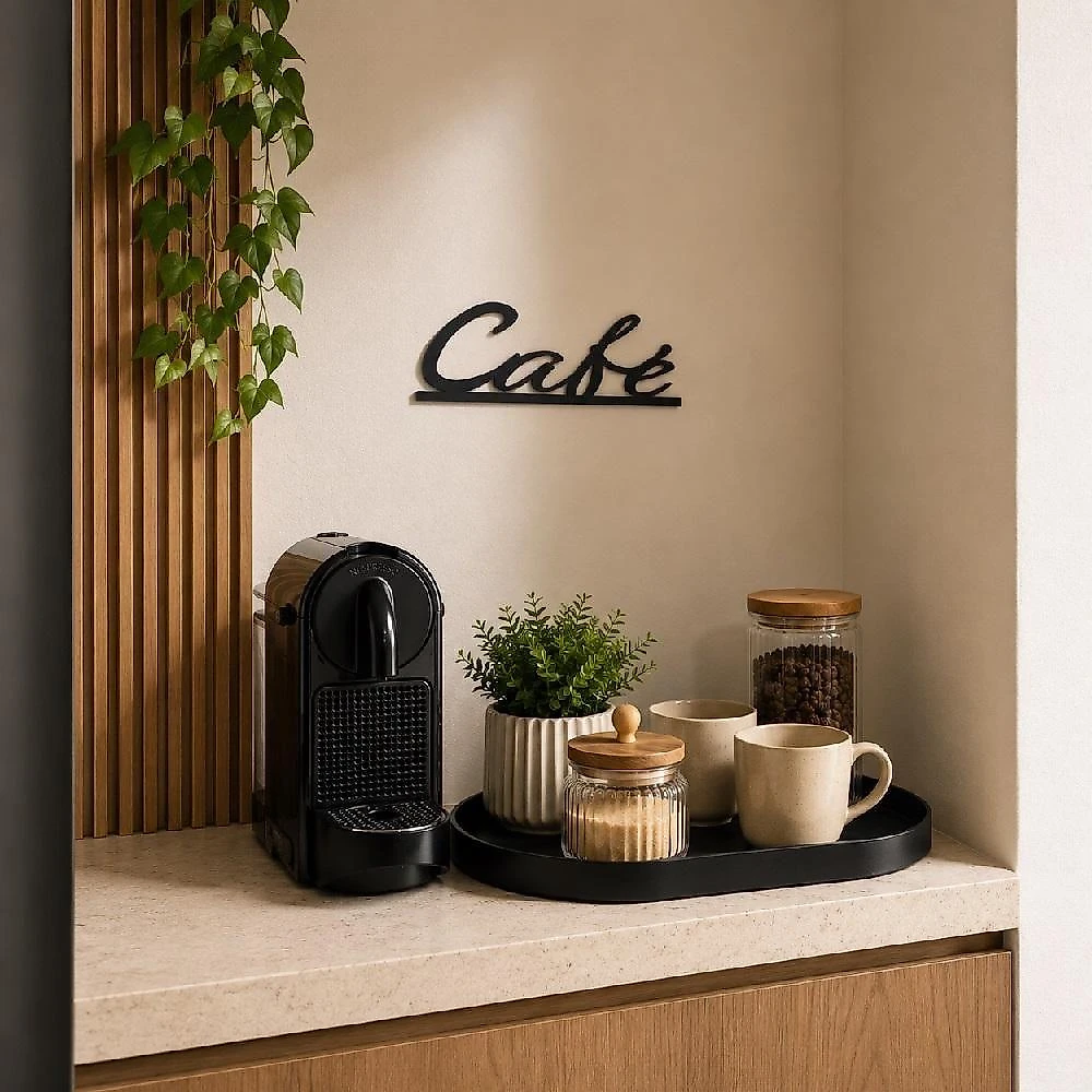 Placa Decorativa Cafe Cantinho do Cafe Vintage Mdf 20x7cm para Parede Cozinha Area Gourmet