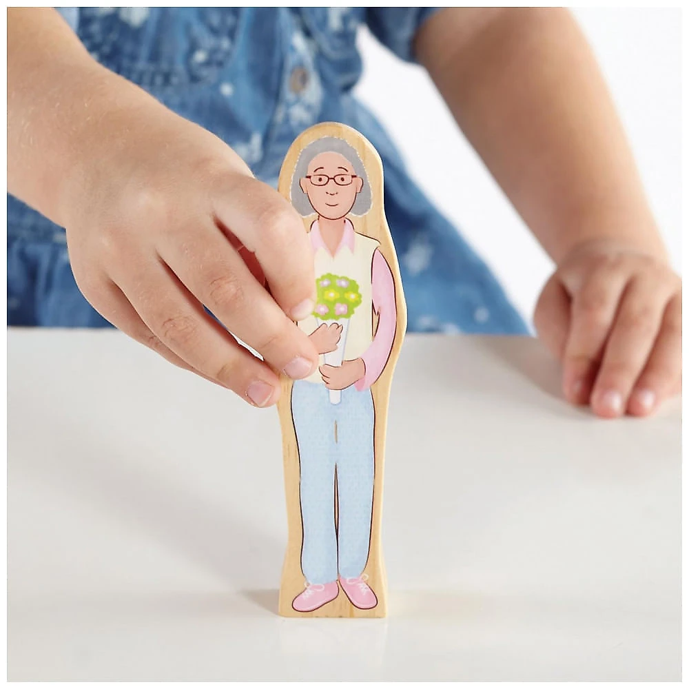 Conjunto de figuras em madeira Guidecraft Wedgies Multicultural Family Set com 28 personagens