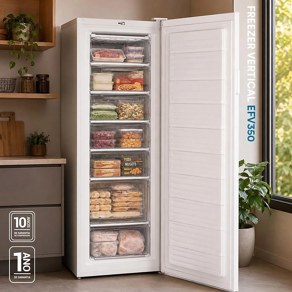 Freezer Vertical EOS 266 Litros EcoGelo Branco EFV350 110V