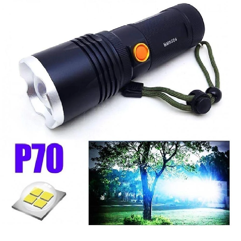 Lanterna Holofote Tática Led P70 Com Zoom Ajustável - Bm8504