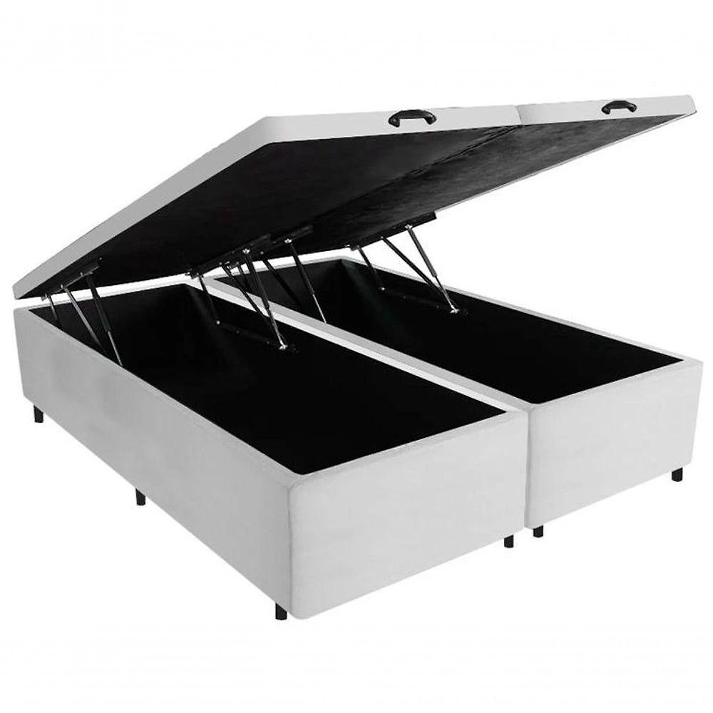 Base para Cama Box Queen Martin Premium em Madeira com Baú Pneumático Branco H. Martin