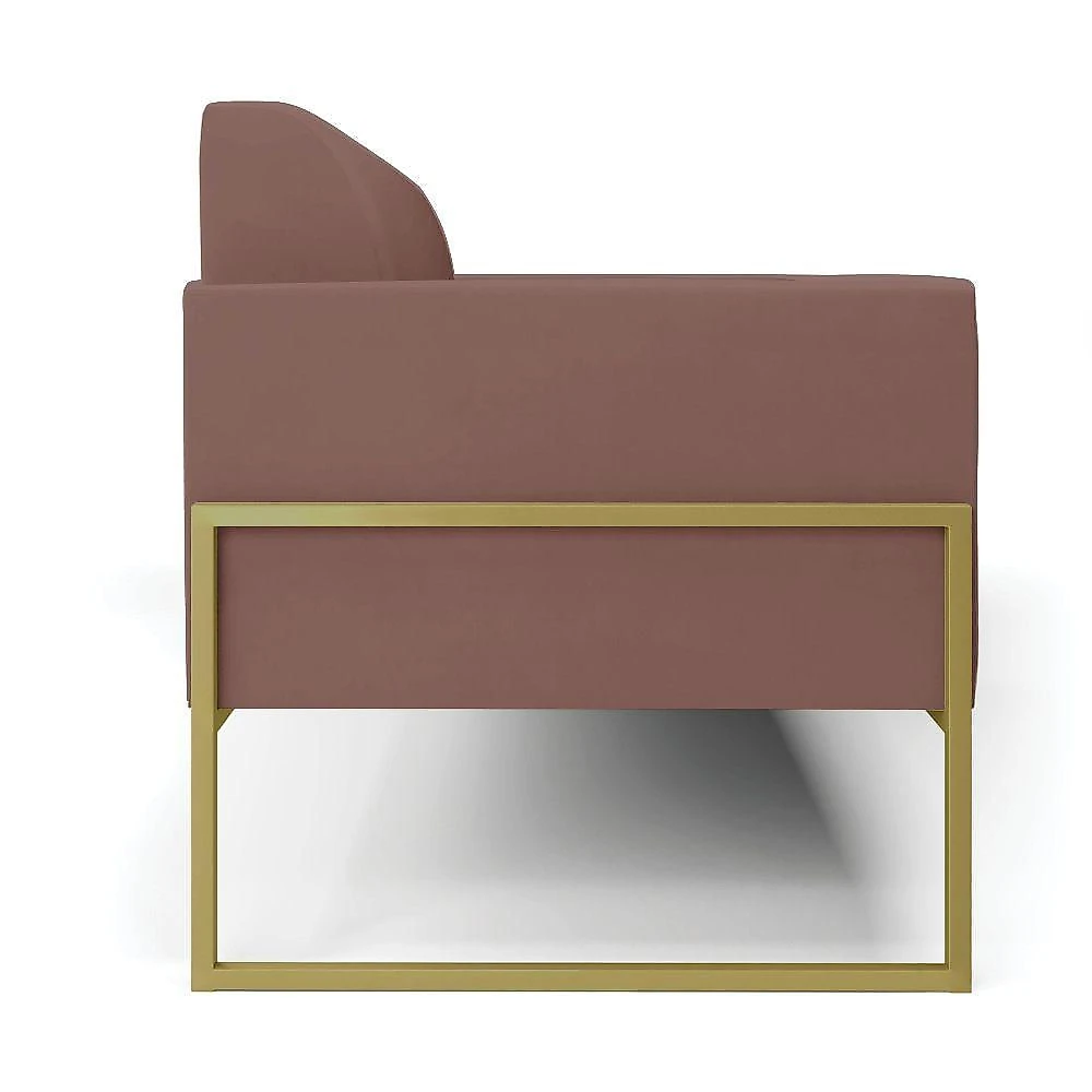 Sofá Namoradeira Base Industrial Alta Dourado Marisa Veludo D03 - D\'rossi Cor Rose