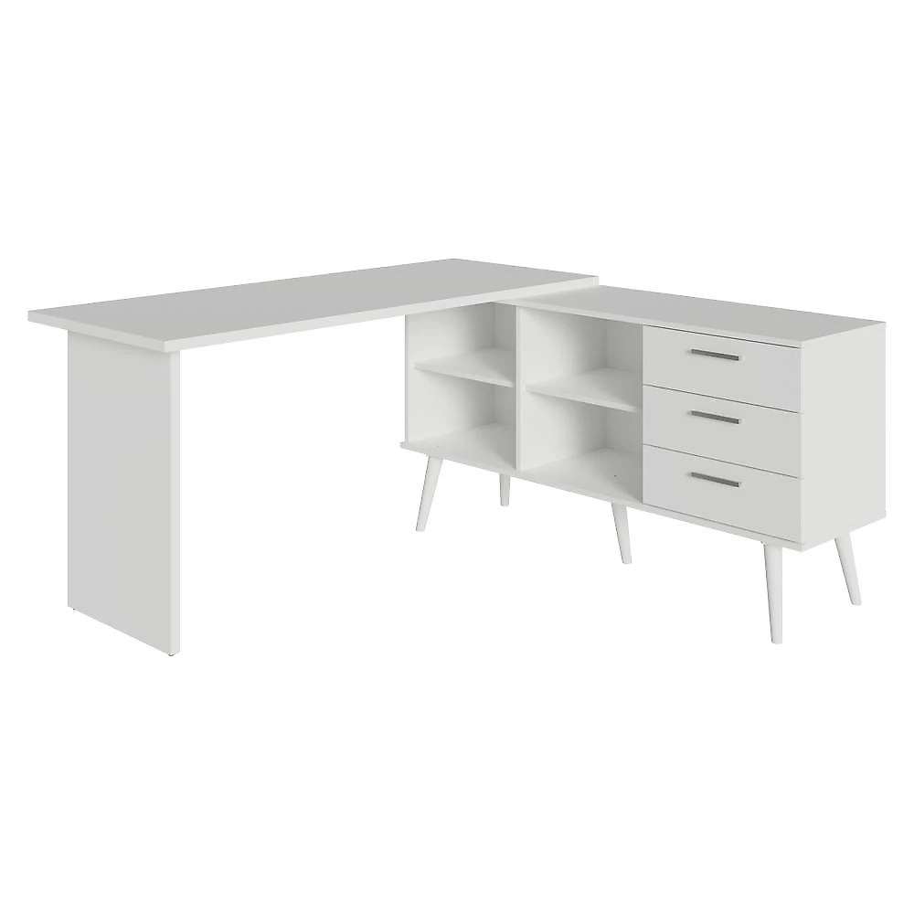 Escrivaninha Penteadeira de Canto 3 Gavetas Branco Madesa Branco