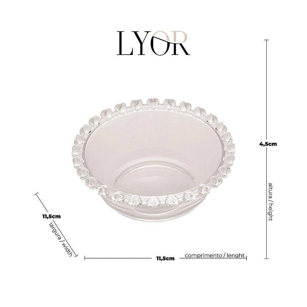 Bowl Raso Cristal Transparente Coração Lyor 11,5×4,5cm