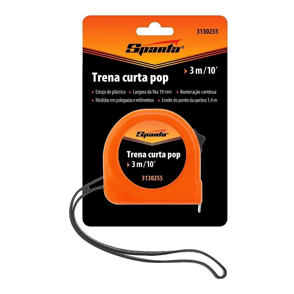 Trena Curta 3m 19mm Estojo Plástico 1pc Medição Sparta