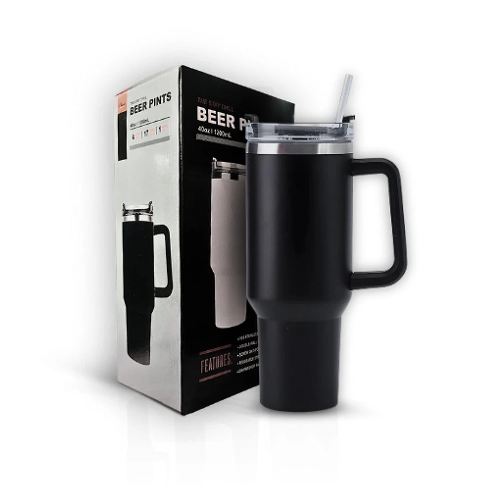 Copo Térmico Grande 1200 Ml Canudo Parede Dupla Preto