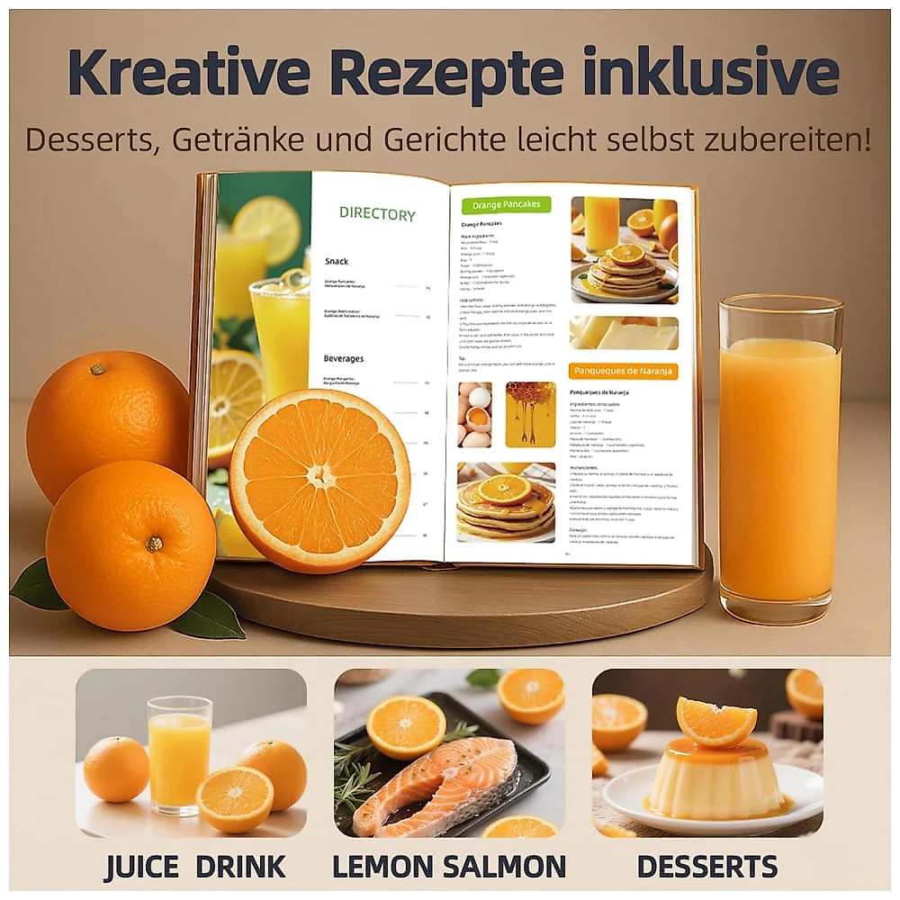 Extrator de Suco Elétrico Keerain, Máquina de Suco de Laranja Sem as Mãos com Escova de Limpeza, Espremedor Automático para Limão, Lima, Toranja, Romã
