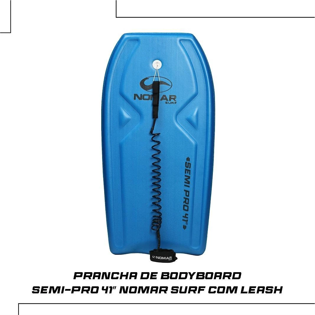 Prancha Bodyboard Semi-Pro 41 Nomar Surf Azul Com Leash