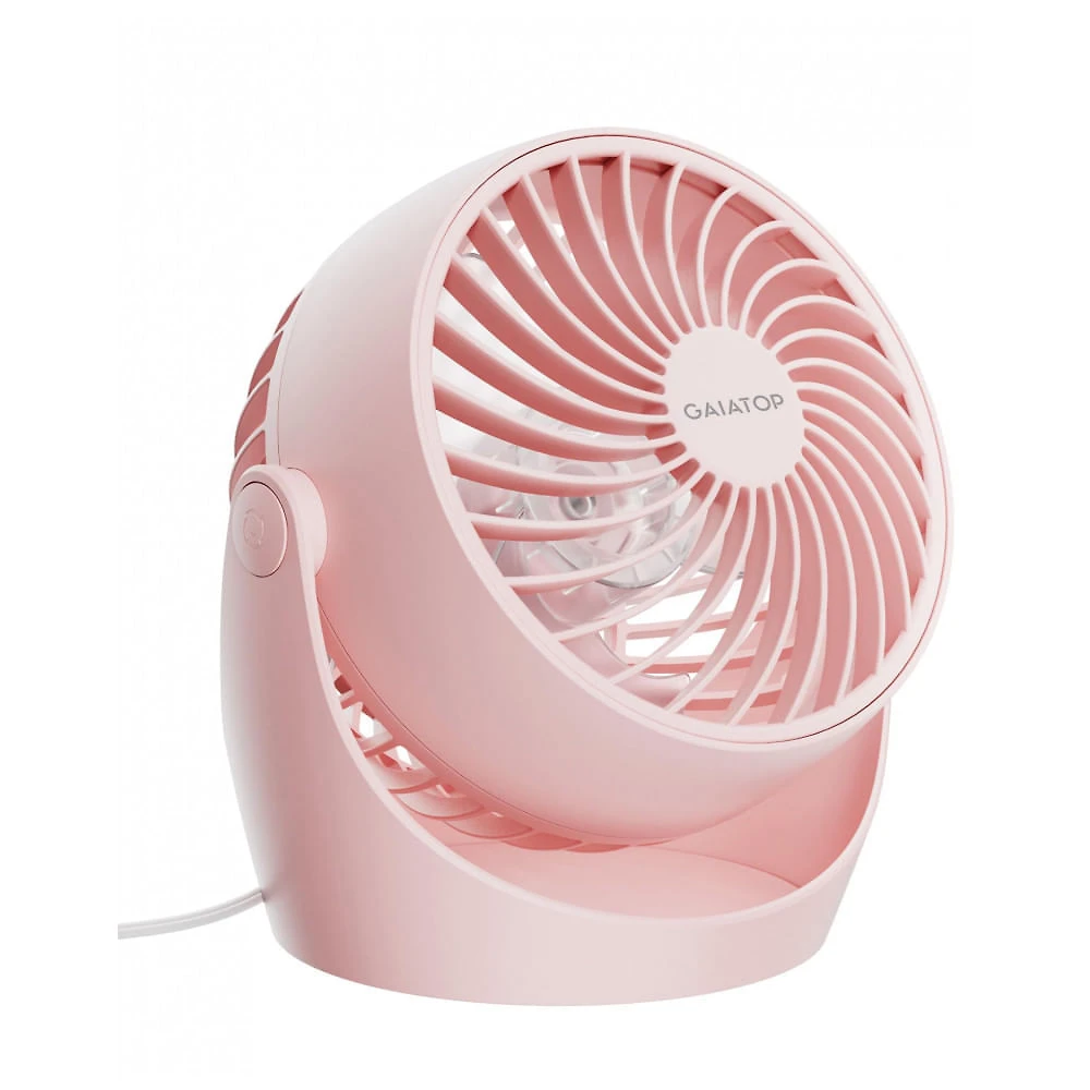 Ventilador de Mesa Gaiatop Rosa 11 cm, 3 Velocidades 1100 RPM, Inclinação 360°, Silencioso 30 dB, Vento 6,2 m/s, Potência 6,8W, Modelo AF-01