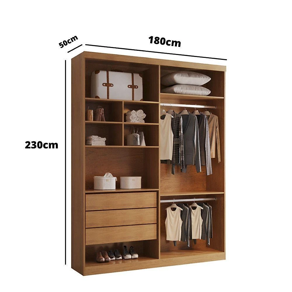 Closet Solteiro Fenix Com 3 Gavetas E 8 Prateleiras Rufato Imbuia