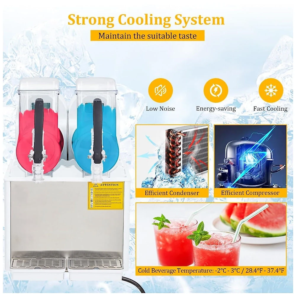 Máquina de Slush Raspadinha SierraSquad 8L Duplo Tanque Comercial Auto Limpeza Inox 240V