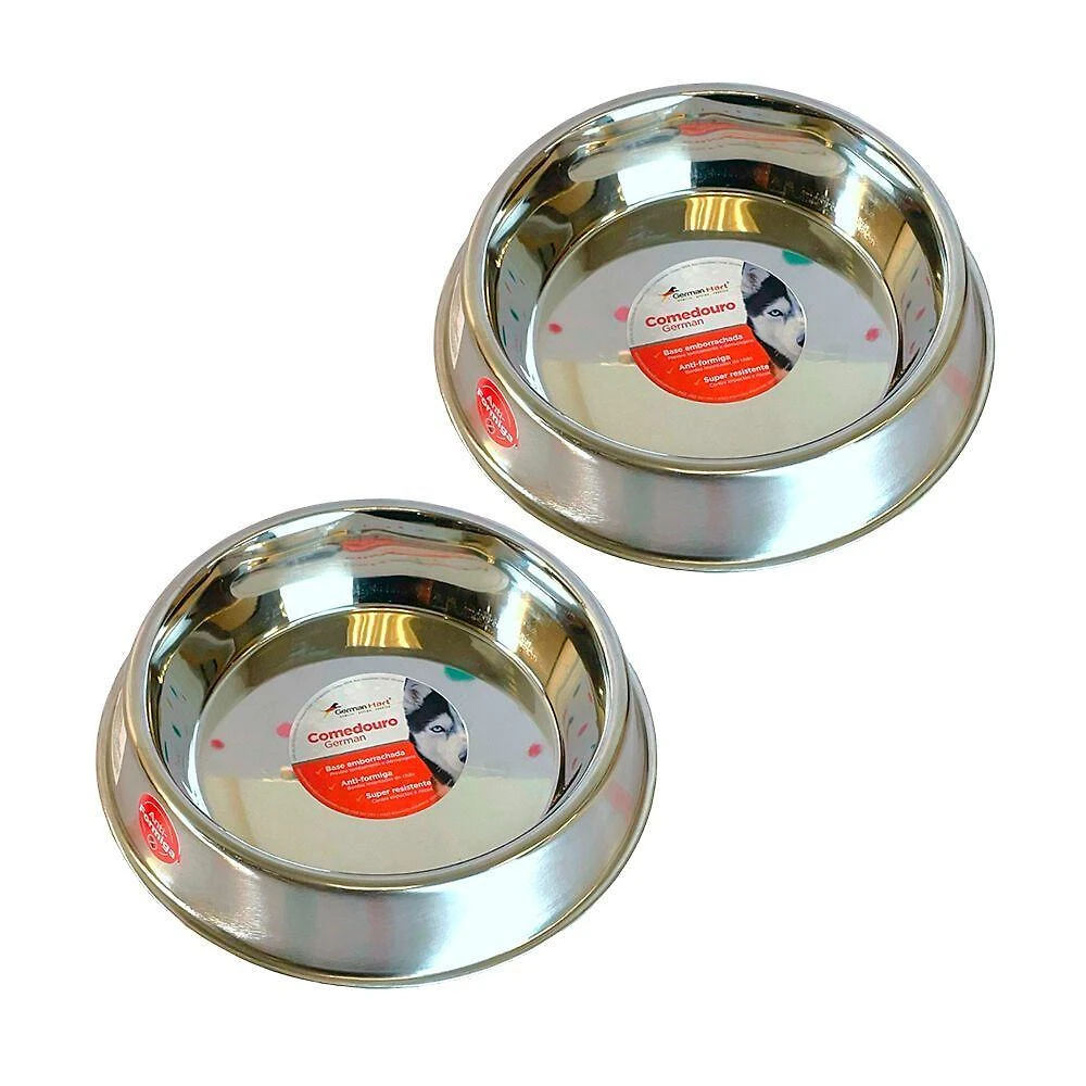 Kit Comedouro Germanhart Inox Antiformiga para Pets 1350ML 2 Unidades