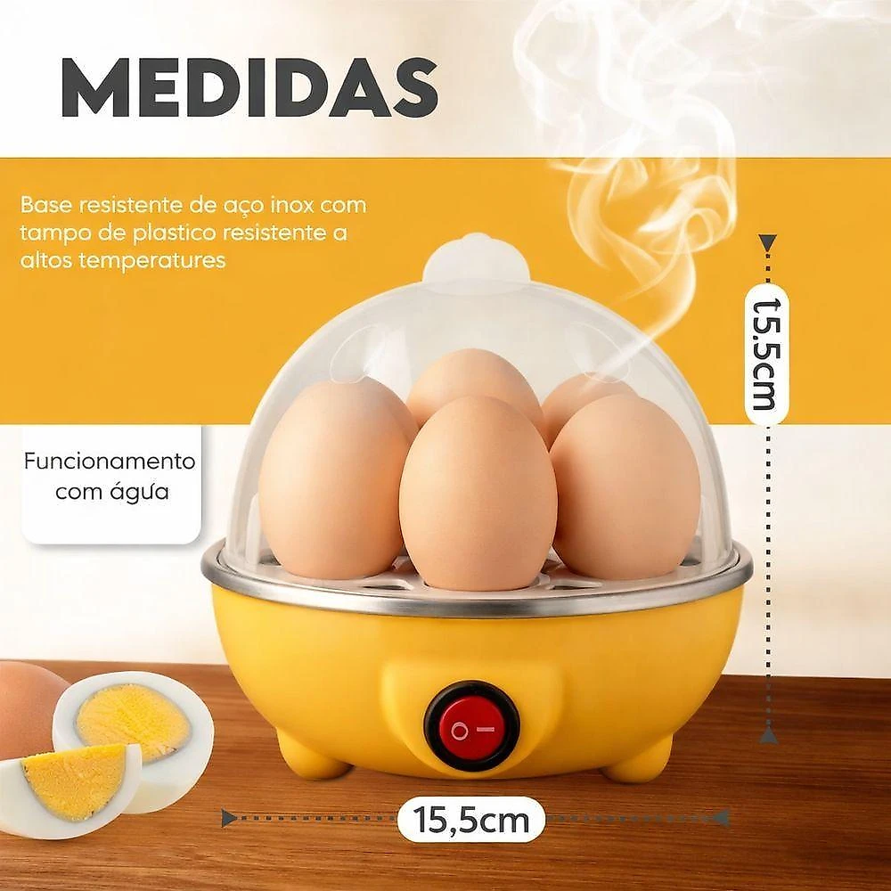 Cozedor de Ovos Elétrico Portátil 110V para 7 Ovos com Desligamento Automático Branco Utimix