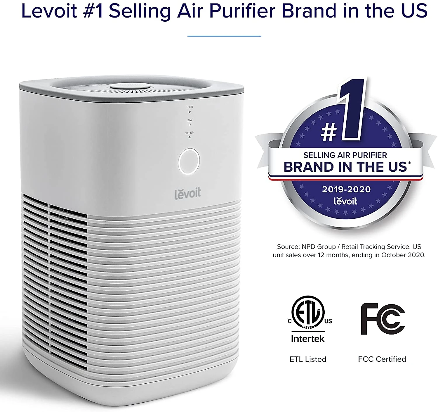 LEVOIT LVH128 Purificador de Ar com Filtro HEPA e Aromaterapia Área 15m2 Bivolt
