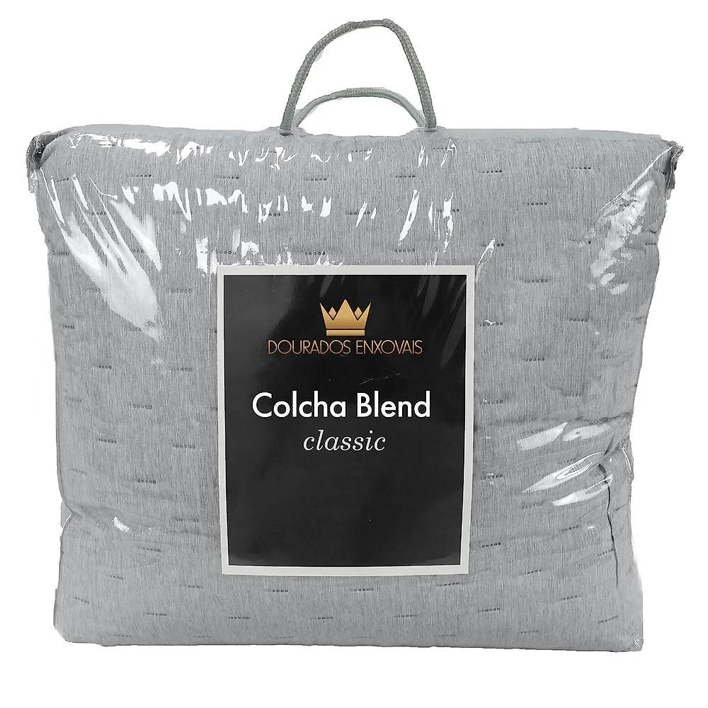 Kit Cobre Leito Colcha Queen Blend Percal 300 Fios Dupla Face Linho Mesclado Com Fronhas 03 Peças Cor Cinza