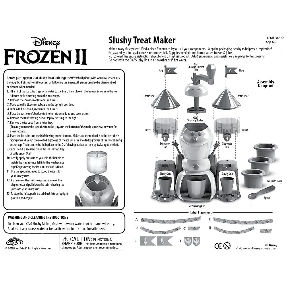 Cra-Z-Art Disney Frozen II Olaf Máquina de Slushy com Triturador de Gelo, Moldes e Acessórios