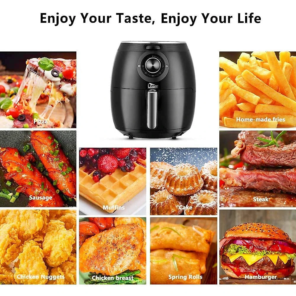 Uten Fritadeira Elétrica AirFryer 5L de Capacidade e Temporizador 110V1700W Preta