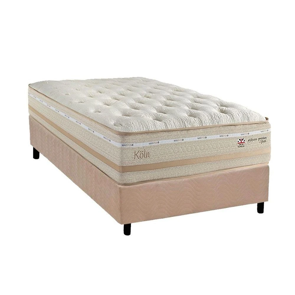 Conjunto Box Solteiro: Colchão Molas Herval Maxspring Koln + Base Crc Suede Clean (88x188)