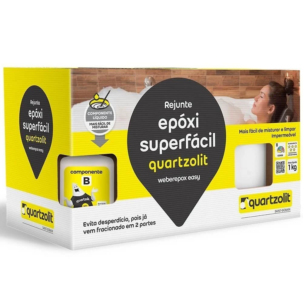 Rejunte Epóxi Superfácil Branco 1kg Antimofo Impermeável Quartzolit