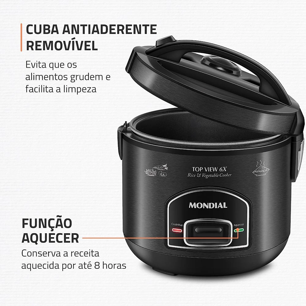Panela Elética Top View 6X Mondial Black Inox 500W - PE-30-6X 110