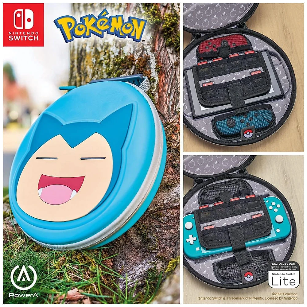 Estojo PowerA Pokémon Snorlax para Nintendo Switch e Switch Lite com interior moldado e armazenamento para jogos