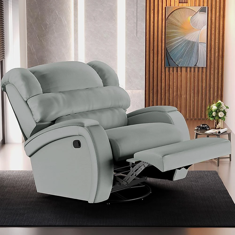 Poltrona Kylie Glider G23 Reclinável Giratória Couro Sintético Cinza Gran Belo