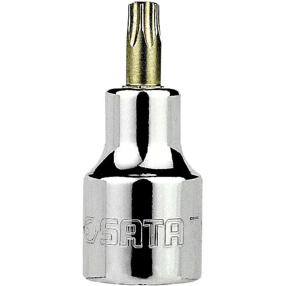 Soquete Torx Bit T50 com Encaixe 1-2 em Aco S2 Cromado e Polido para Protecao das Ferramentas Sata