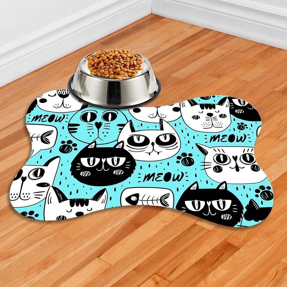 Tapete para Comedouro Pet OEM Pet-10009 Ossinho 38x25 Antiderrapante Base Emborrachada 1 Unidade