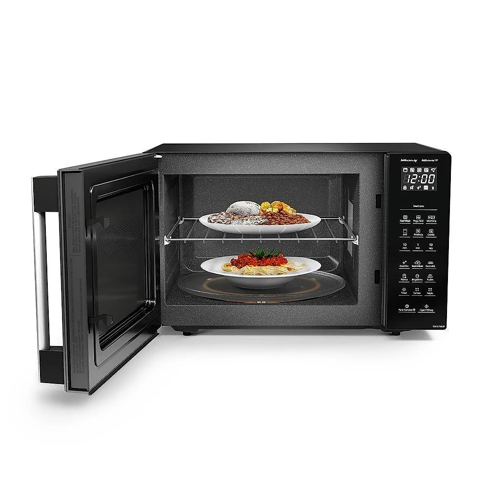 Micro-ondas Panasonic com Smartsense e Dupla Refeição 30L Preto - NN-GT68LBRU 110V