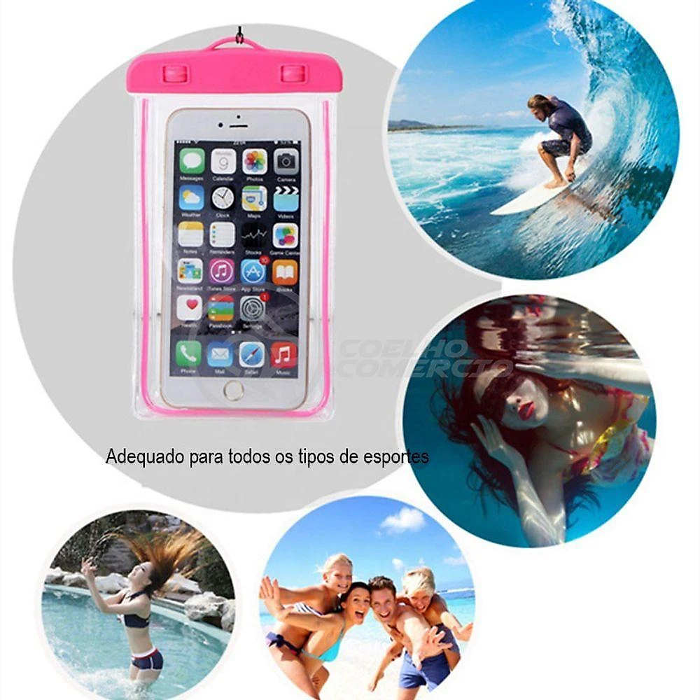Capa Bolsa A Prova Dágua Impermeável Universal Para Celular - Rosa