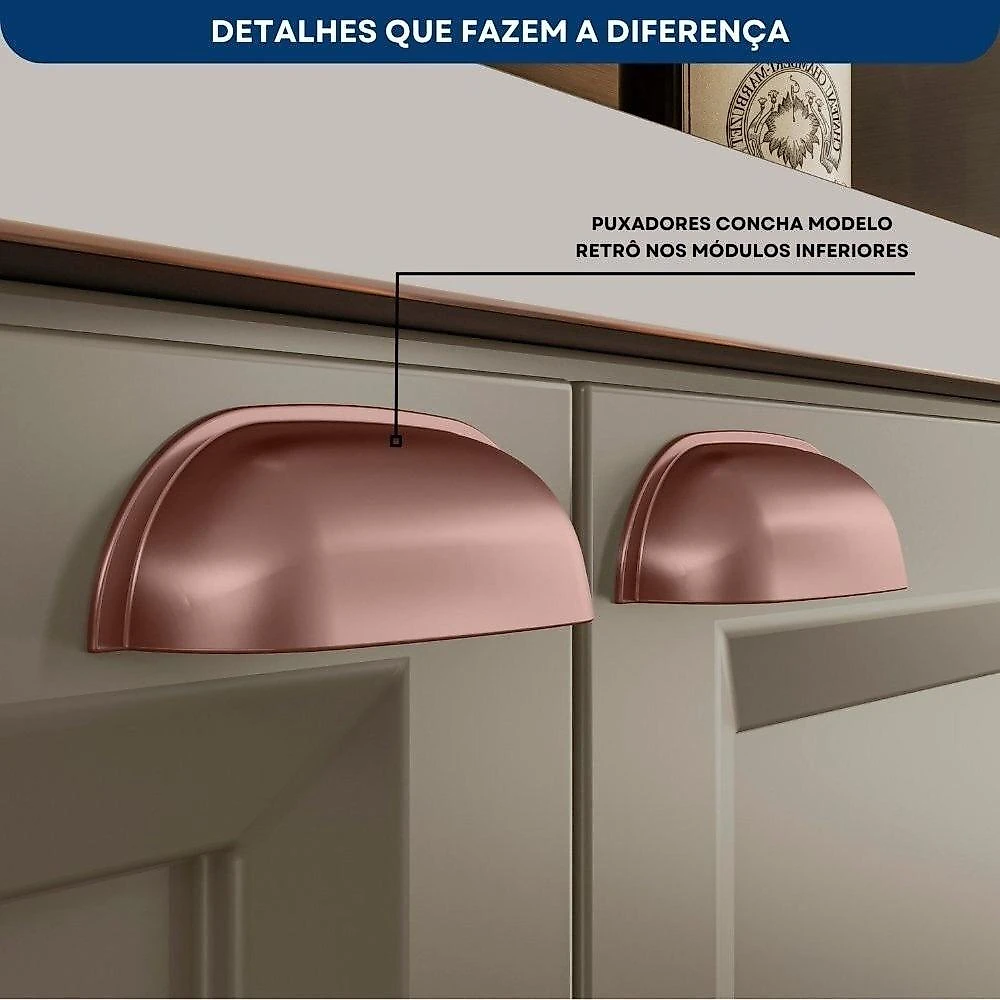 Paneleiro 4 Portas com Vidro 1 Nicho Micro-Ondas Poliman Griss