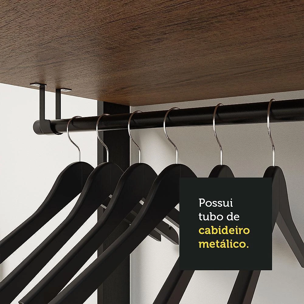Armário Estante Multiuso Organizador 4 Gavetas 258cm Rustic/Preto Madesa Rustic/Preto