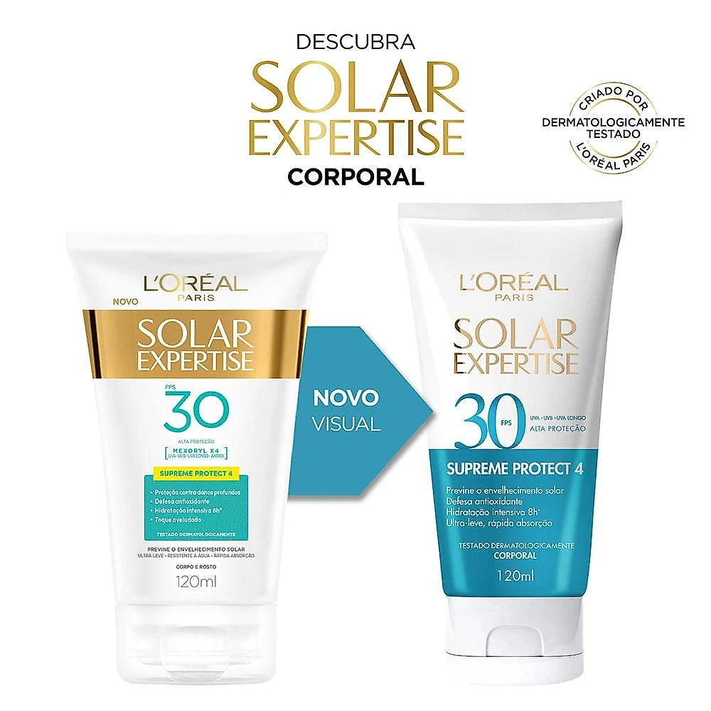 Protetor solar corporal l'oréal paris solar expertise supreme protect 4 fps30 120ml