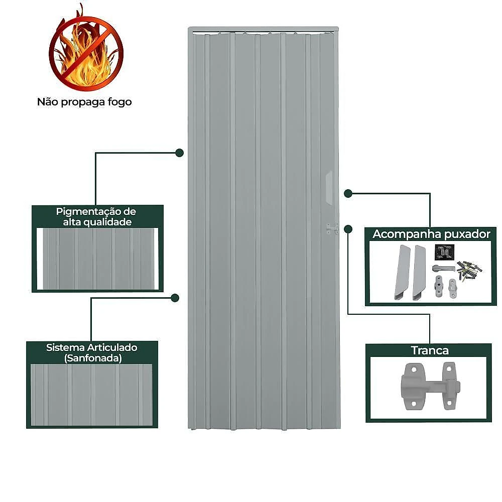 Porta Sanfonada De Pvc 105x210cm Bariri - Tk