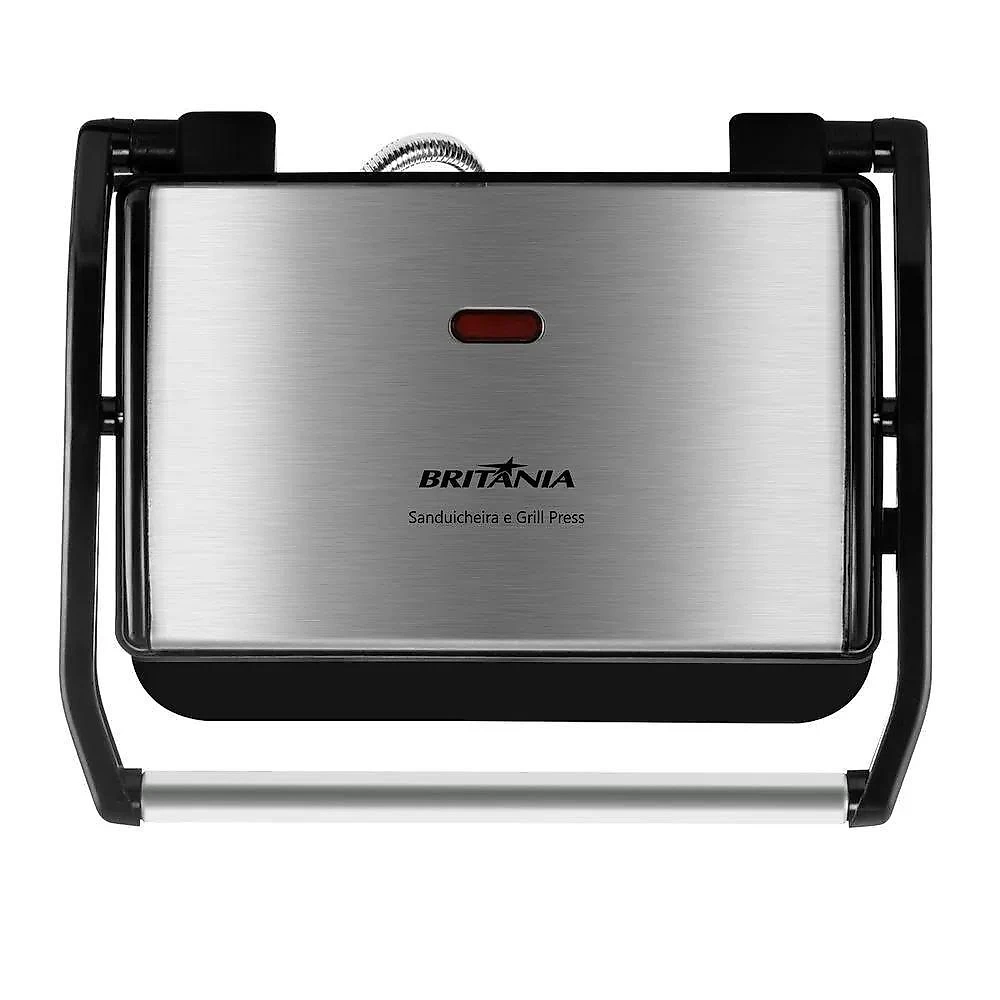 Sanduicheira britânia bgr271 grill press antiaderente para dois sanduíches preto inox 110v