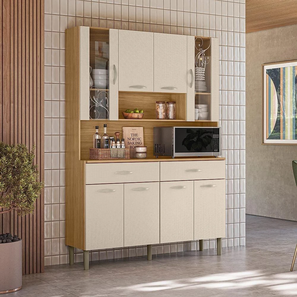 Armário De Cozinha Compacta 8 Portas 2 Gavetas Golden - Freijó-soft Freijó-soft