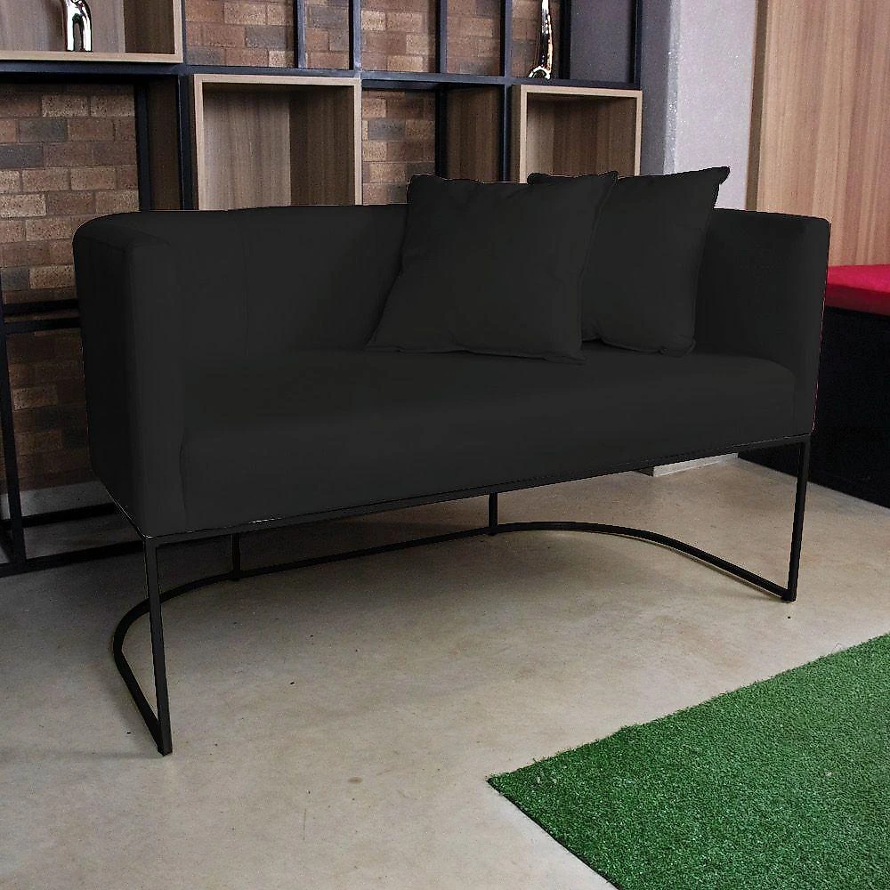 Namoradeira 02 Lugares Linho Metálica Preto Cor A79 Preto