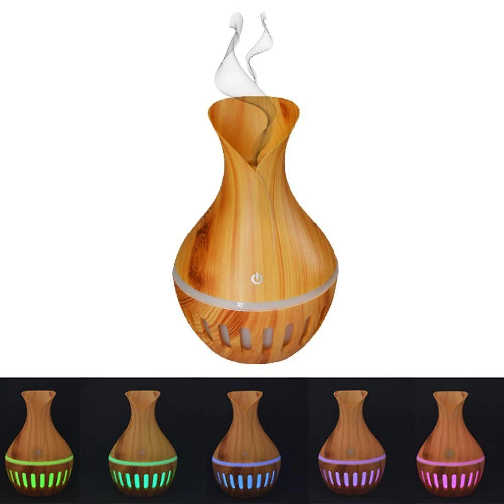 Difusor Umidificador Ultrassônico Vaso Rajado RGB Shopmix 200ML Refil 7 LED Marfim