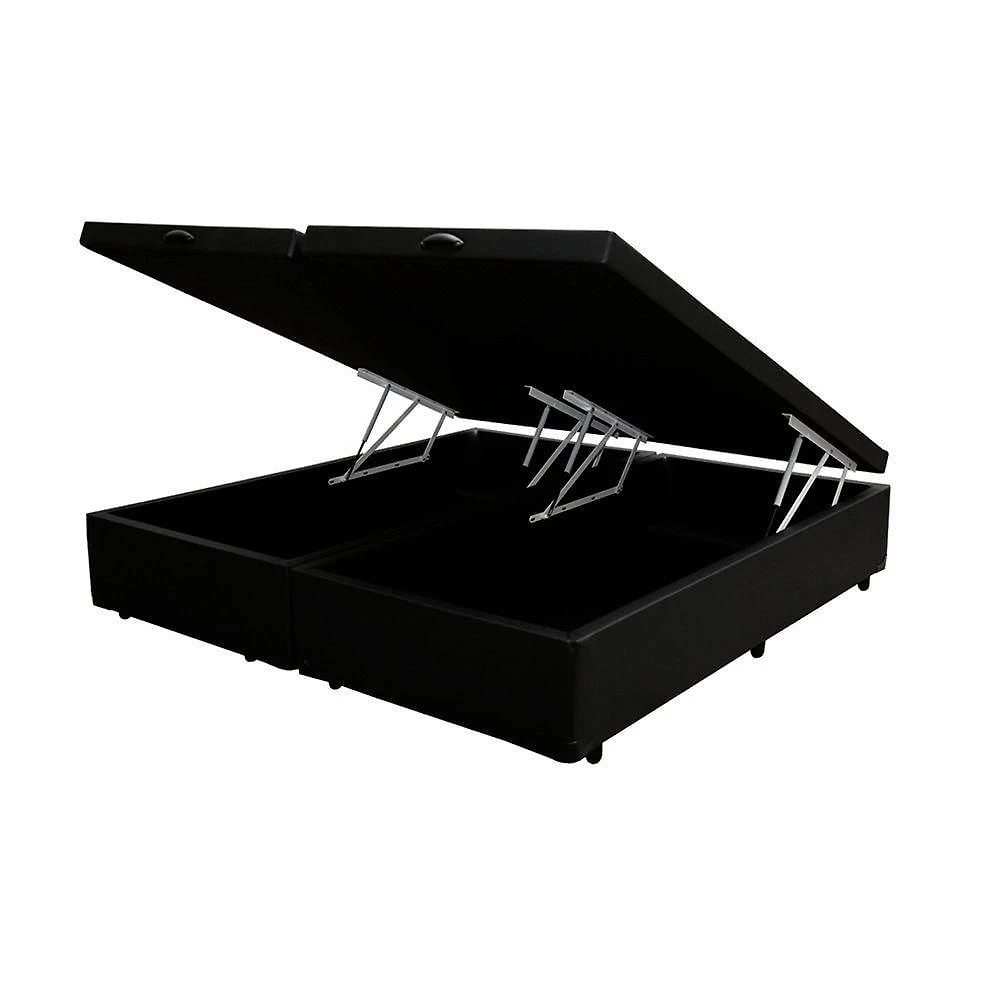 Cama Box Baú Casal Bipartido Loja Xerife Sintético Preto 41x138x188