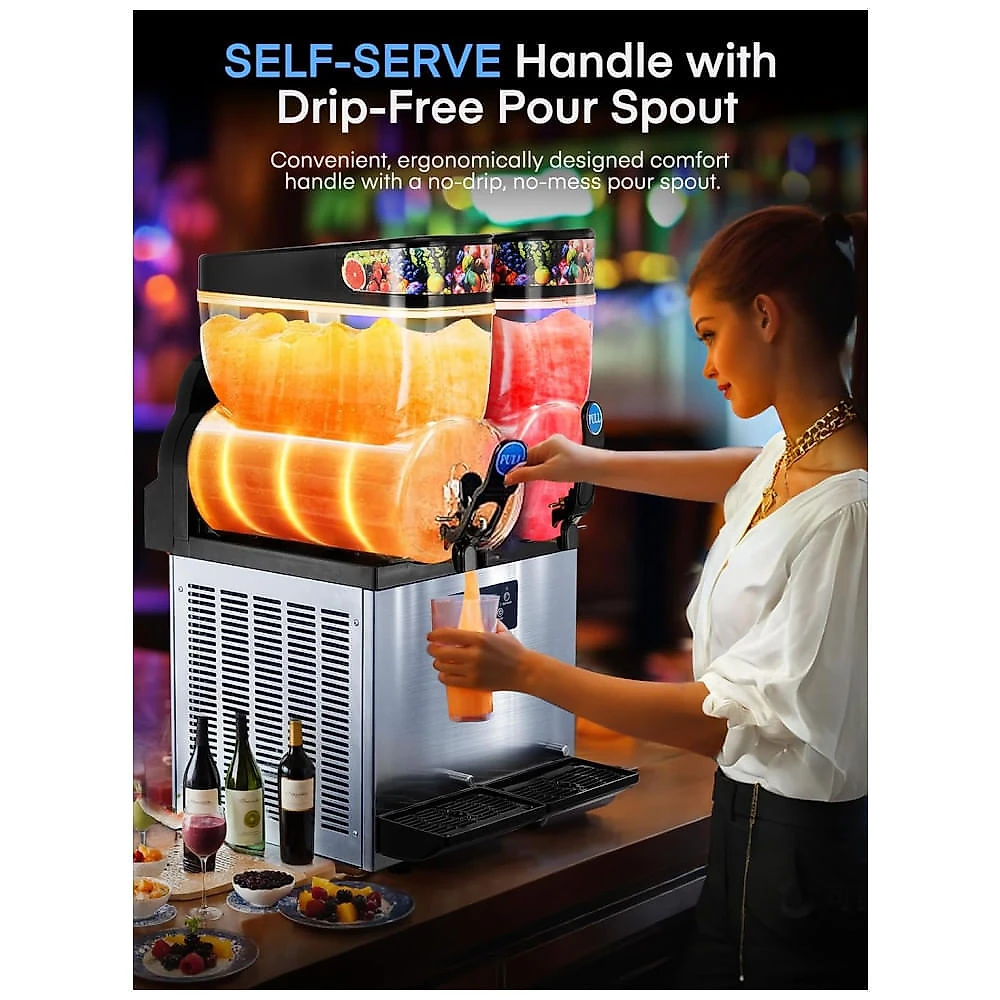 Máquina de Frozen Comercial, 30 Litros, Aço Inoxidável, Máquina de Margarita e Smoothie, Máquina de Slushie 25 Minutos para Servir, FOHERE,