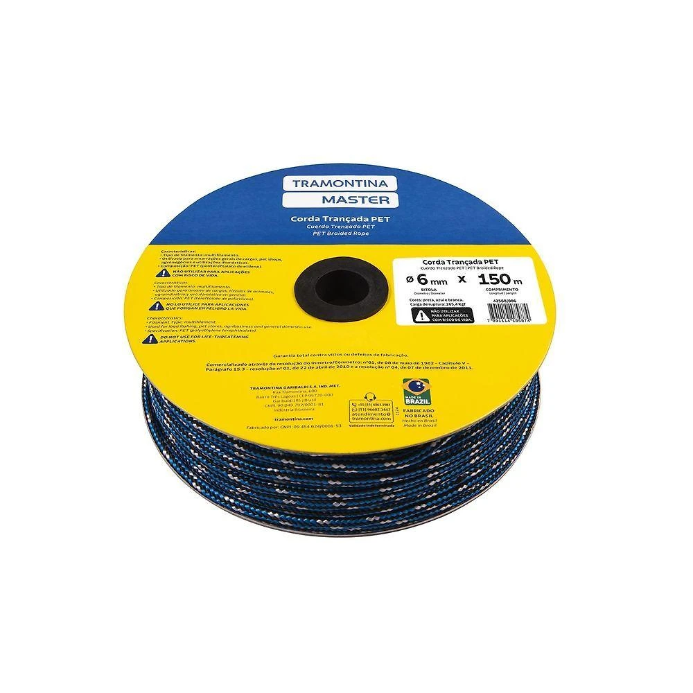 Corda Master com Resistência 265,4kgf PET 6mm 150m Preto Tramontina