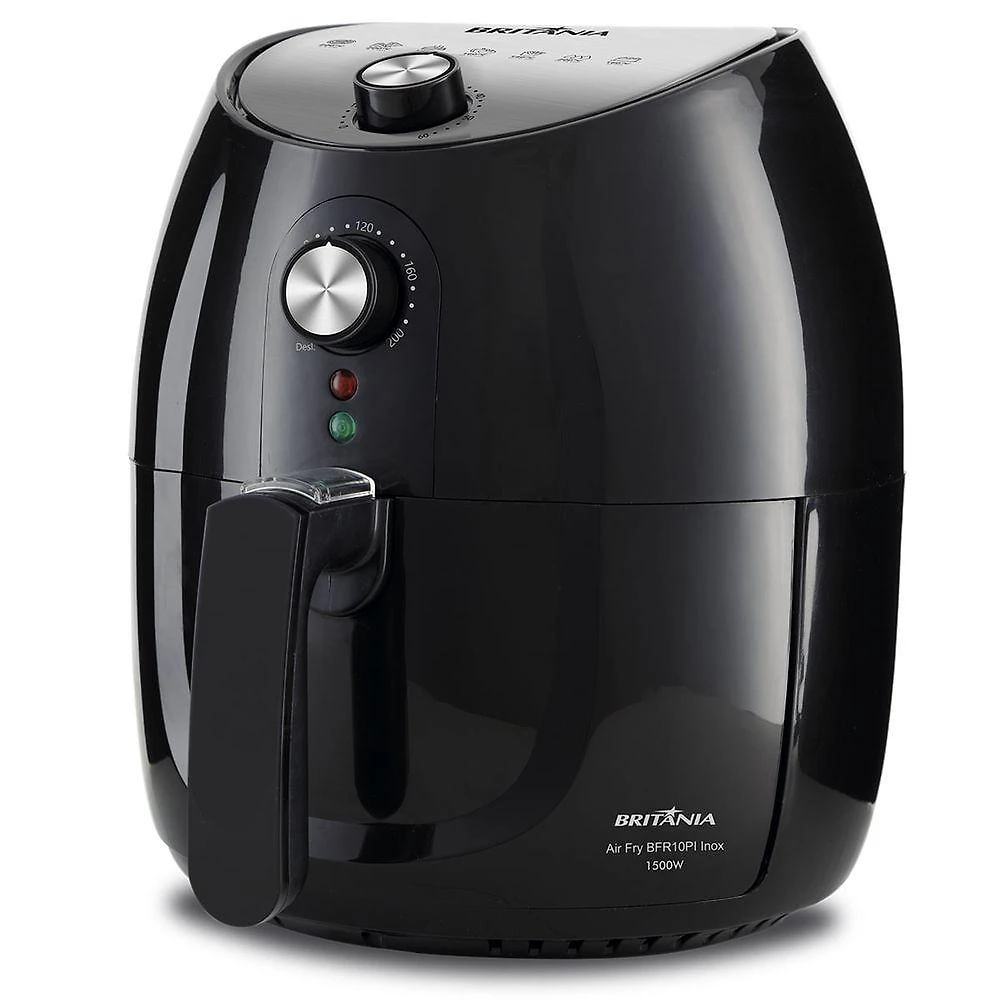 Air Fryer sem Óleo Britânia BFR10PI 4,1L 1500W Inox Preto com Controle de Temperatura 110V