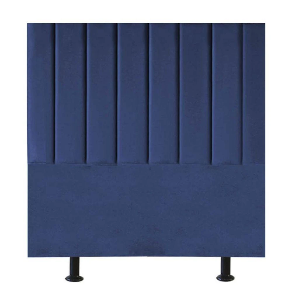 Cabeceira Estofada Cama Box Casal 140 Cm Alice Veludo Azul Marinho