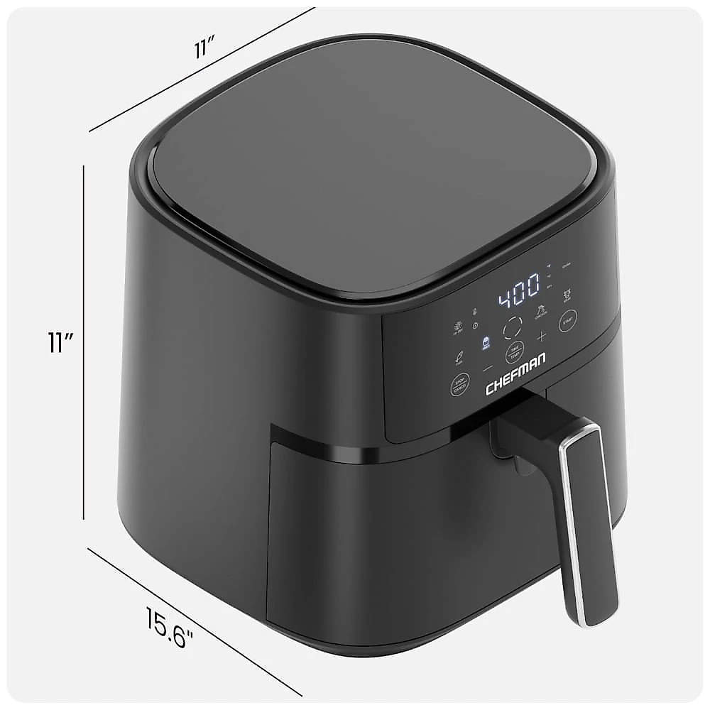 Fritadeira Elétrica Air Fryer 5,7L com 4 Predefinições, 110V 1500W, Chefman, Preta 110v