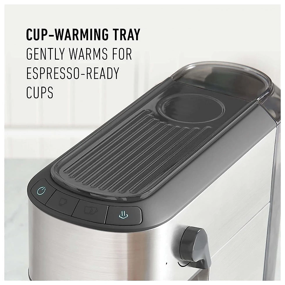 Máquina de Café Expresso em Aço Inoxidável com Bocal de Leite, 110V, Calphalon, Cinza