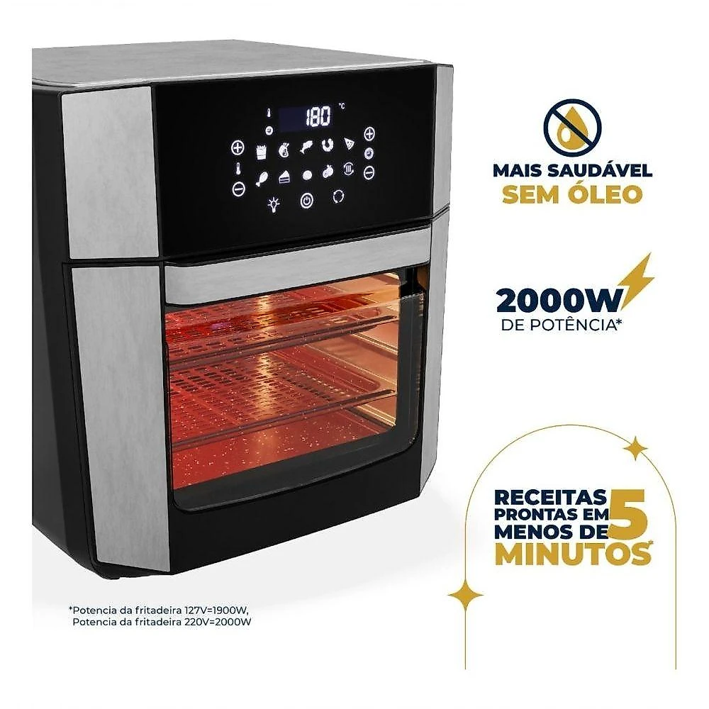 Fritadeira Elétrica Air Fryer Oven BAF16A 16L com Porta Removível Preto 110V