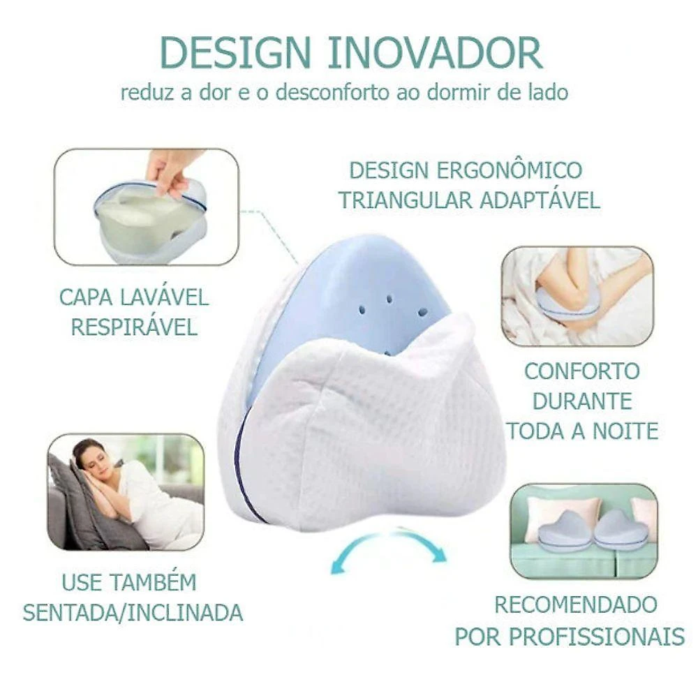 Travesseiro Ortopédico para Pernas OEM Almofada Ortopédica Leg Pillow com Espuma de Memória Branco 1