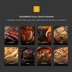 Fritadeira Air Fryer WAP Barbecue Digital 1700W 12 Funções Painel LED GrayStone Sem Óleo Sem Fumaça 110V