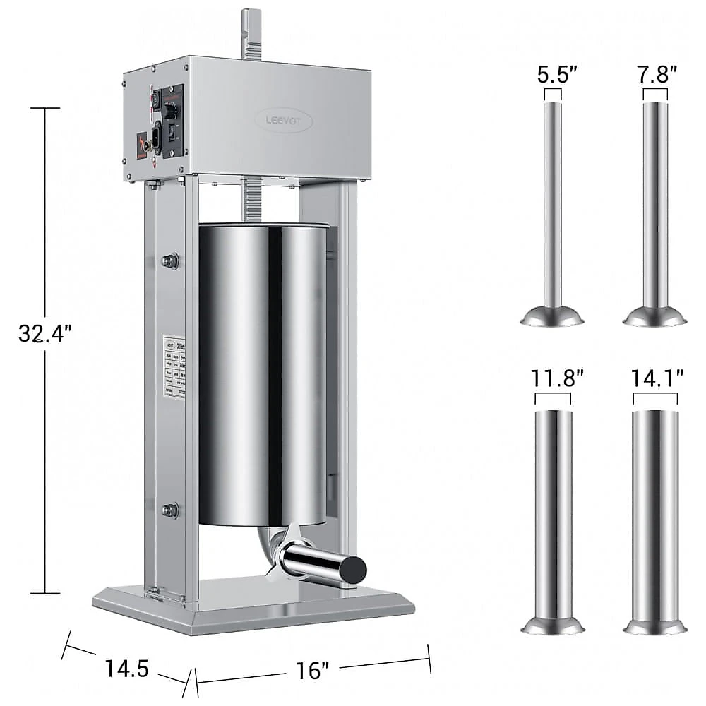 Máquina de Encher Linguiça Elétrica, Fabricante Vertical Elétrico com 9 Velocidades Ajustáveis em Aço Inoxidável, LEEVOT