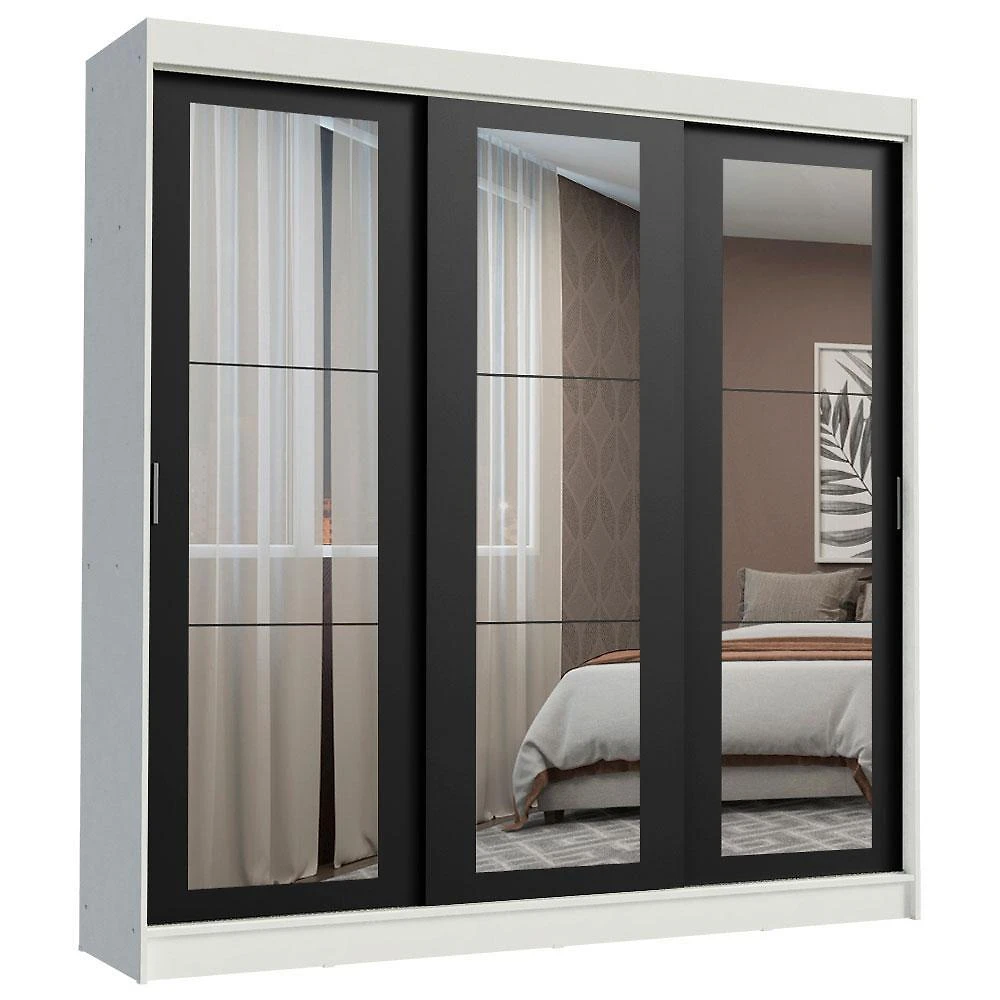 Guarda-roupa casal madesa kansas 3 portas de correr de espelho 3 gavetas